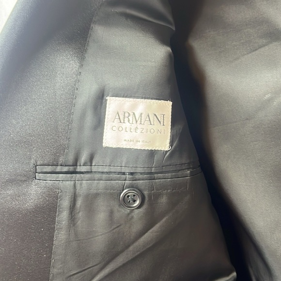 Armani Collezioni Men Wool Tuxedo Blazer 44R  Black Single Breasted Satin Lapel - Picture 3 of 11